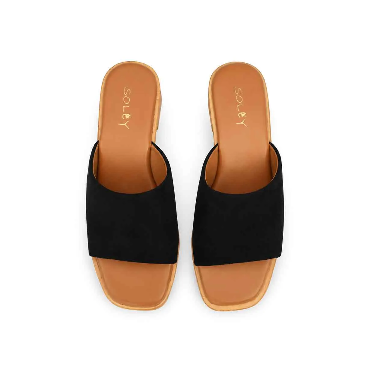 Sandale a demi talon pour femme 500-25 noir daim miniature